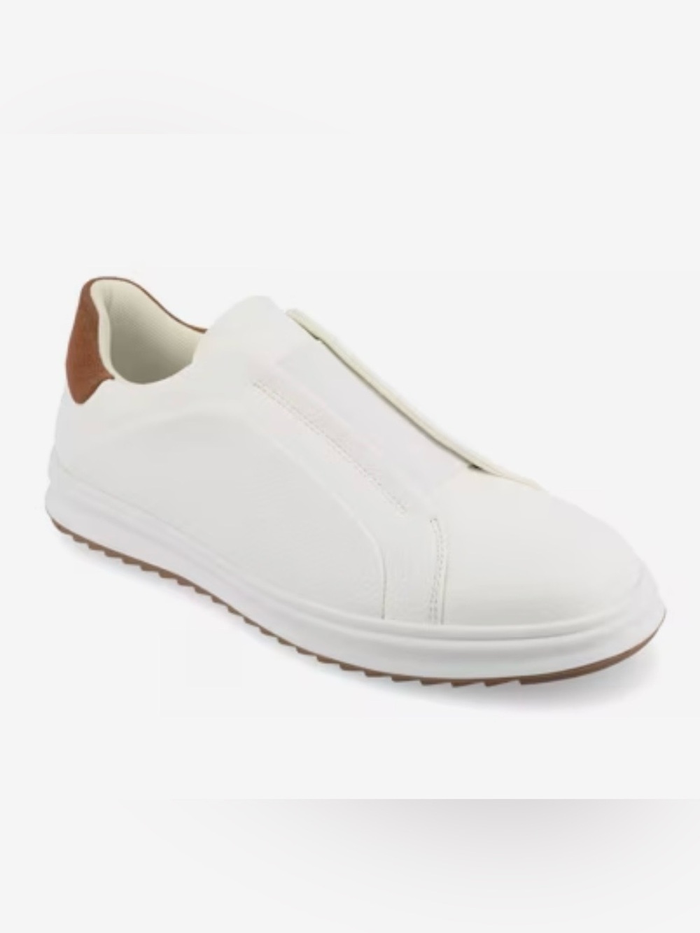 White Slip-On Sneakers with Brown Heel Accents